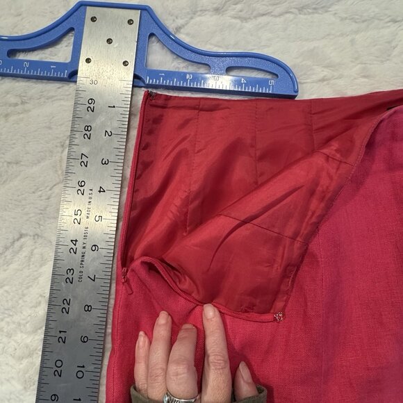 Chaps Linen Skirt Women's size 12 Pink Ruffle Hem Barbiecore Retro 90s Y2K - Picture 7 of 8